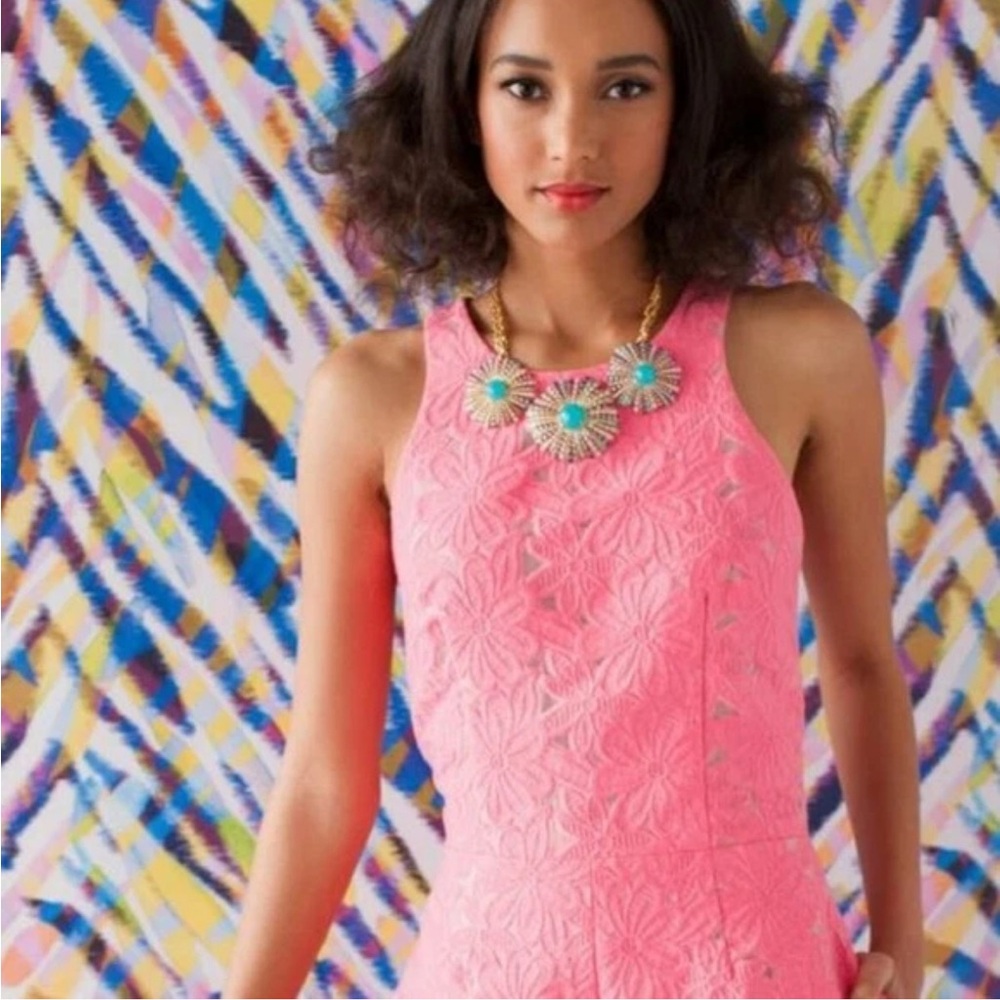 Trina Turk Pink Floral Lace Romper Barbie Legally Blonde Pink 4